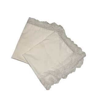 Schweitzer Linen Pair Standard Pillow Shams White Floral Lace Italy 20x25